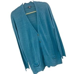 J Jill Linen Blend Cardigan Sweater Slub Knit Preppy Minimalist Office Womens XL